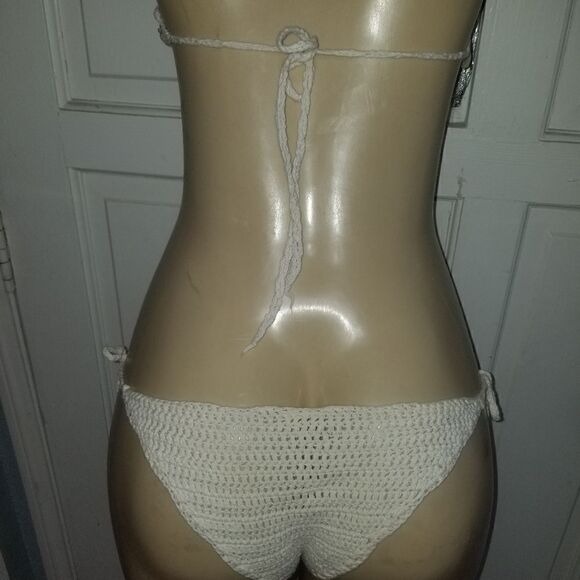 Handmade Crochet white  Bikini 2 pc set  small - Picture 11 of 16